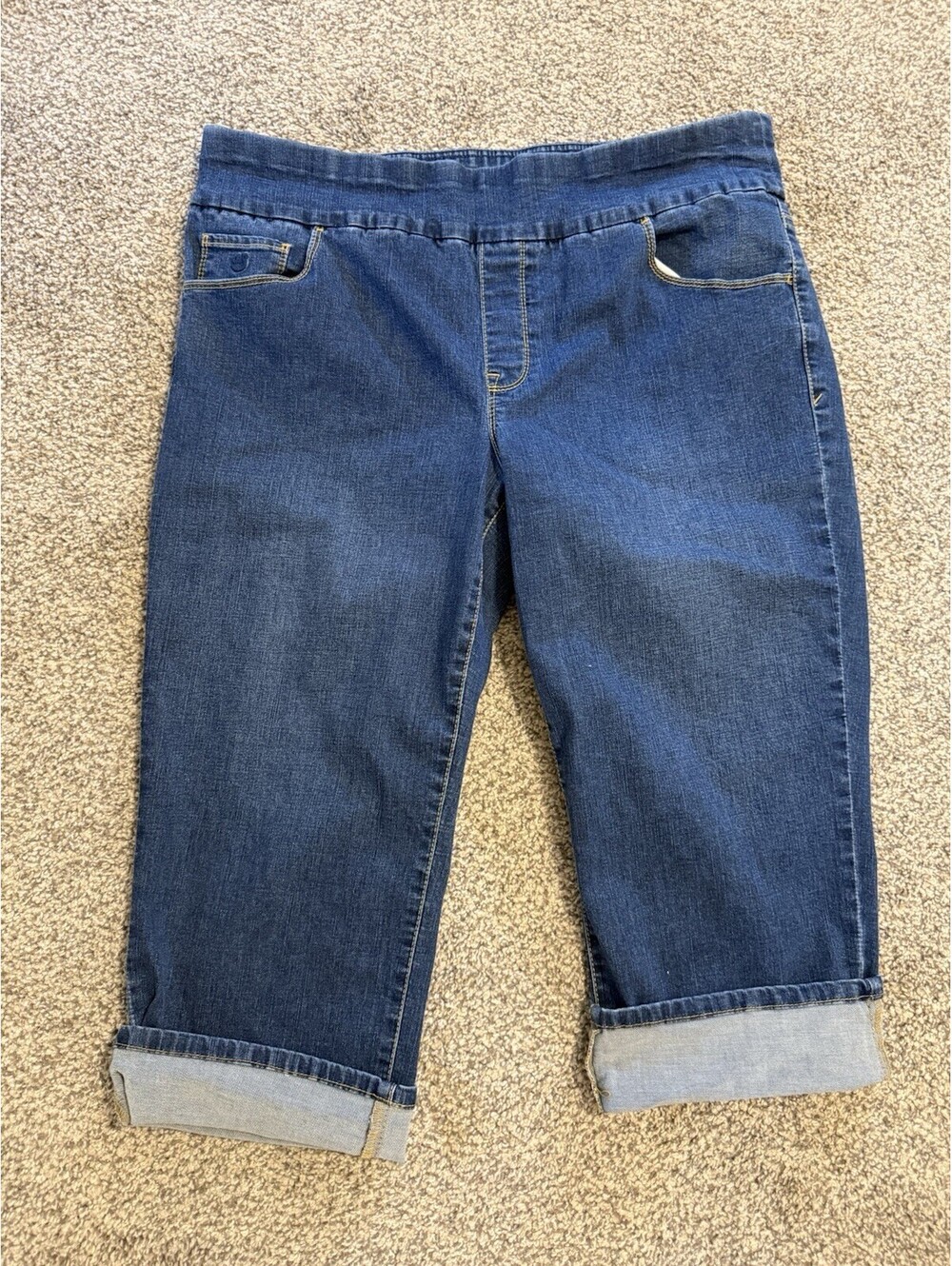 Gloria Vanderbilt Amanda Womens 16W Blue Jeans Capri Slimming Pullon Stretch